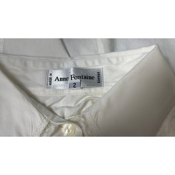 ANNE FONTAINE FRENCH LACE CUFF BUTTON UP BLOUSE 2 - Picture 7 of 8